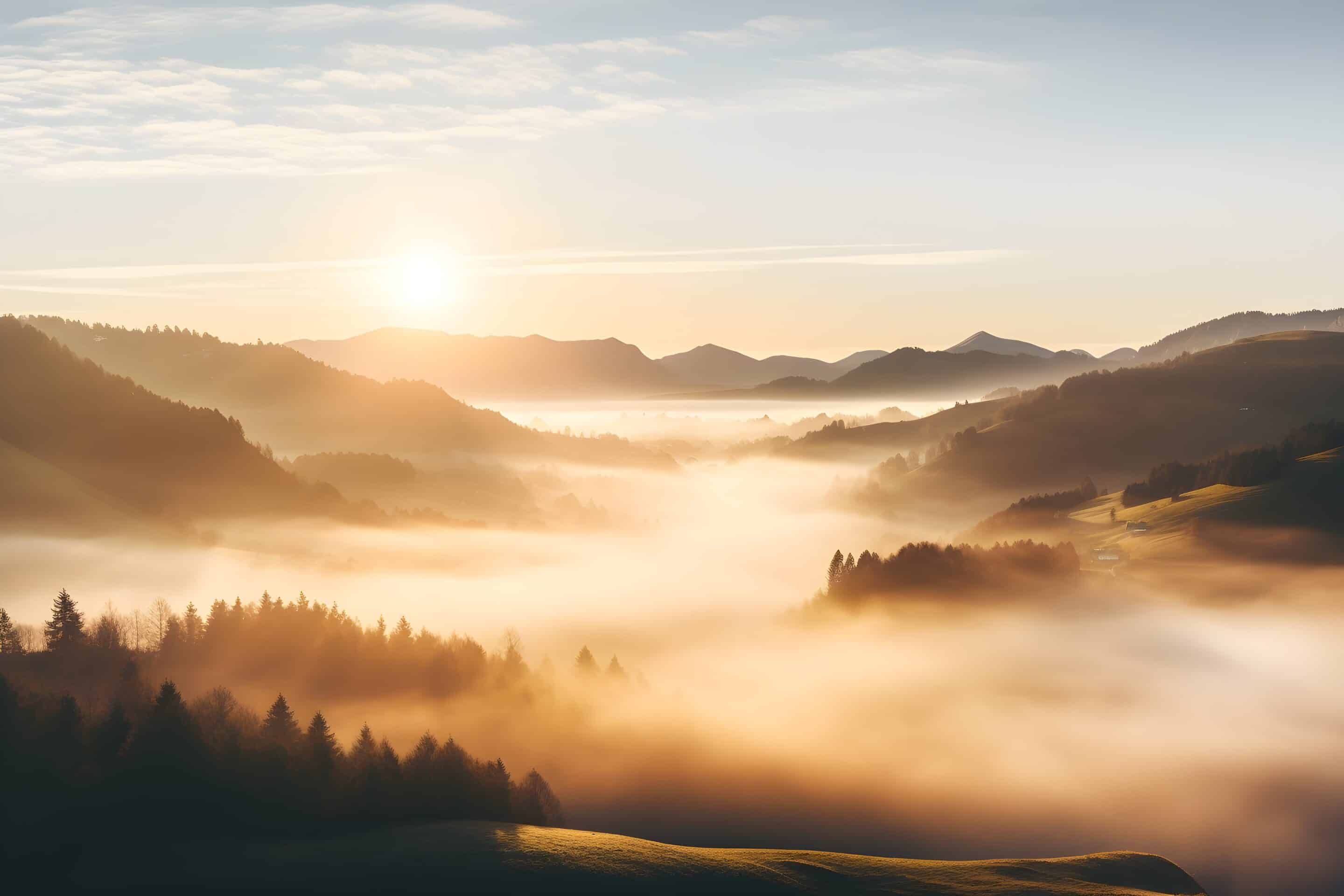 Early,Morning,In,Mountains.,Beautiful,Sunrise,Above,The,Clouds.,Morning